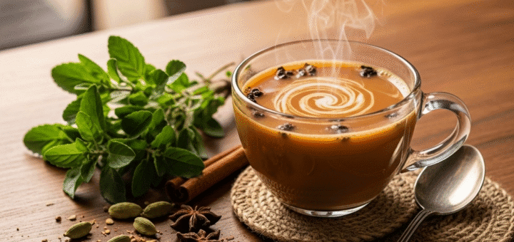 Tulsi Masala Arbata: Ajurvedos Karalienės ir Indijos Prieskonių Sąjunga Jūsų Puodelyje