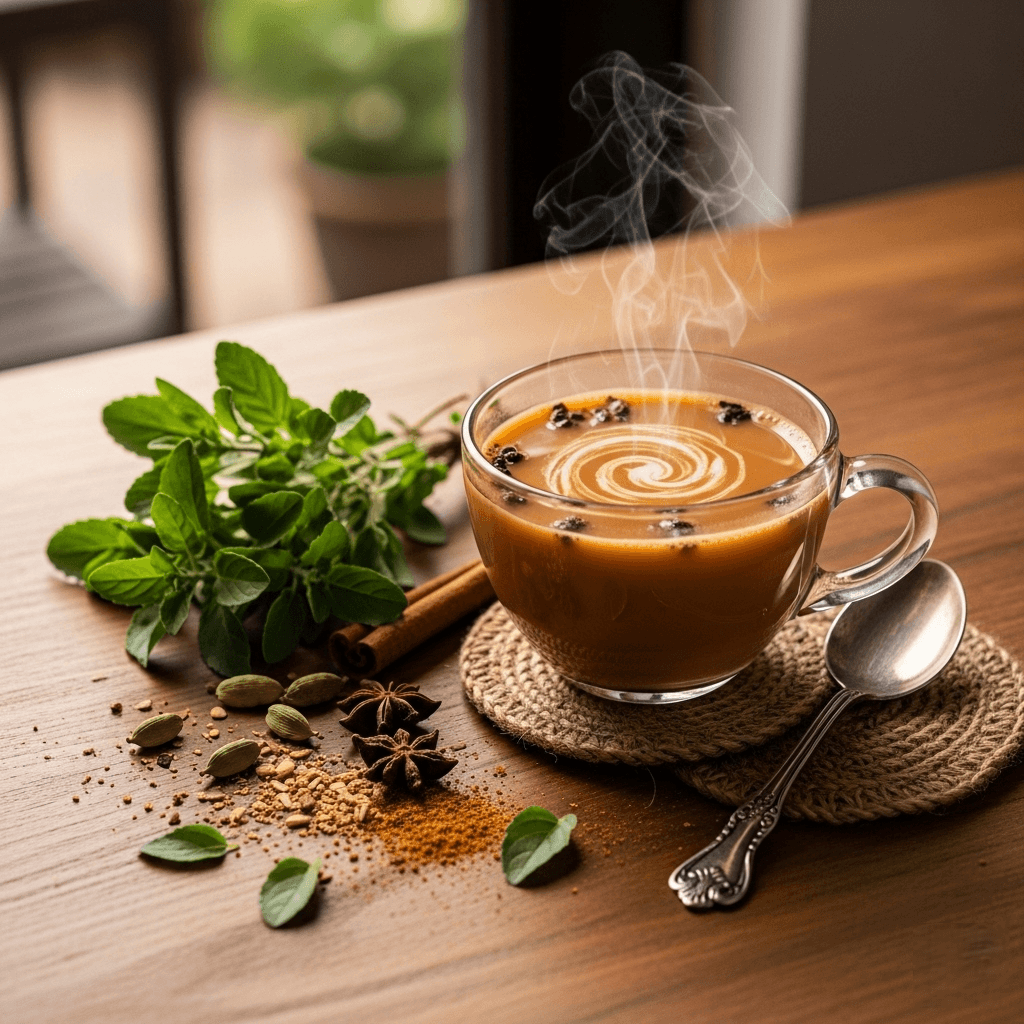 Tulsi Masala Arbata: Ajurvedos Karalienės ir Indijos Prieskonių Sąjunga Jūsų Puodelyje Tulsi Masala Arbata: Ajurvedos Karalienės ir Indijos Prieskonių Sąjunga Jūsų Puodelyje