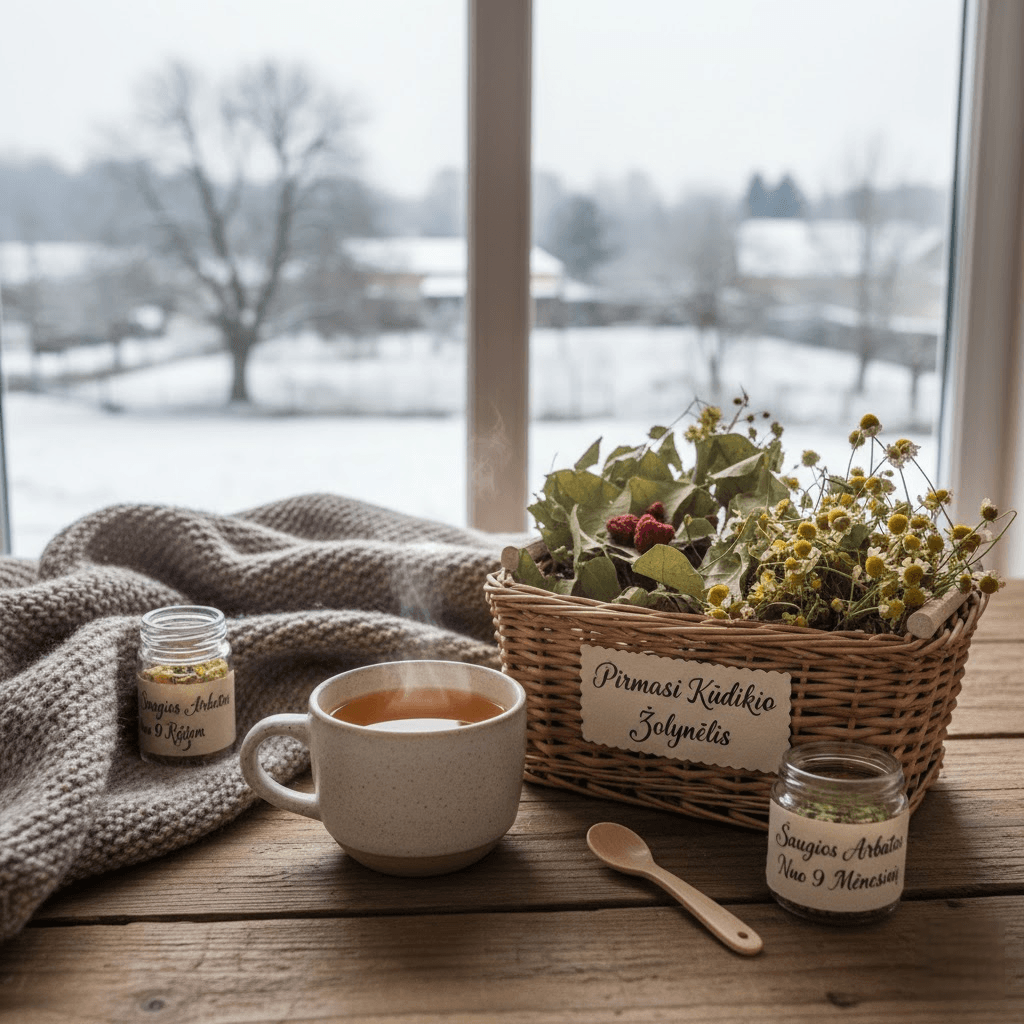 Pirmasis Kūdikio Žolynėlis: Saugios Arbatos Nuo 9 Mėnesių Žvarbiai Dienai Sušildyti