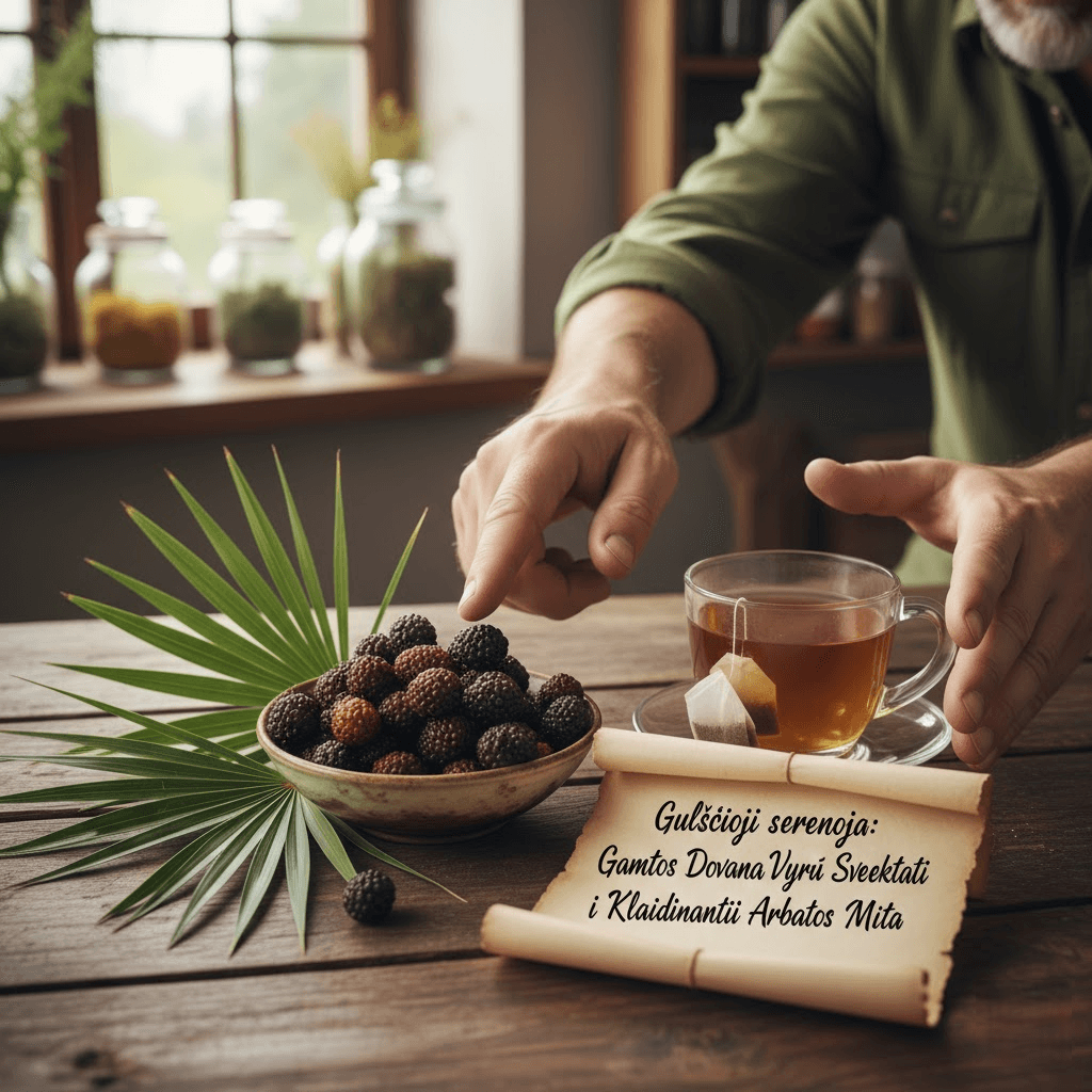 Gulsčioji serenoja (Saw Palmetto): Gamtos Dovana Vyrų Sveikatai ir Klaidinantis Arbatos Mitas Gulsčioji serenoja (Saw Palmetto): Gamtos Dovana Vyrų Sveikatai ir Klaidinantis Arbatos Mitas