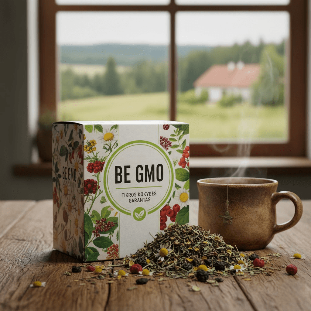"Be GMO" ženklas ant arbatos: Ar tai tik tušti žodžiai, ar tikros kokybės garantas?