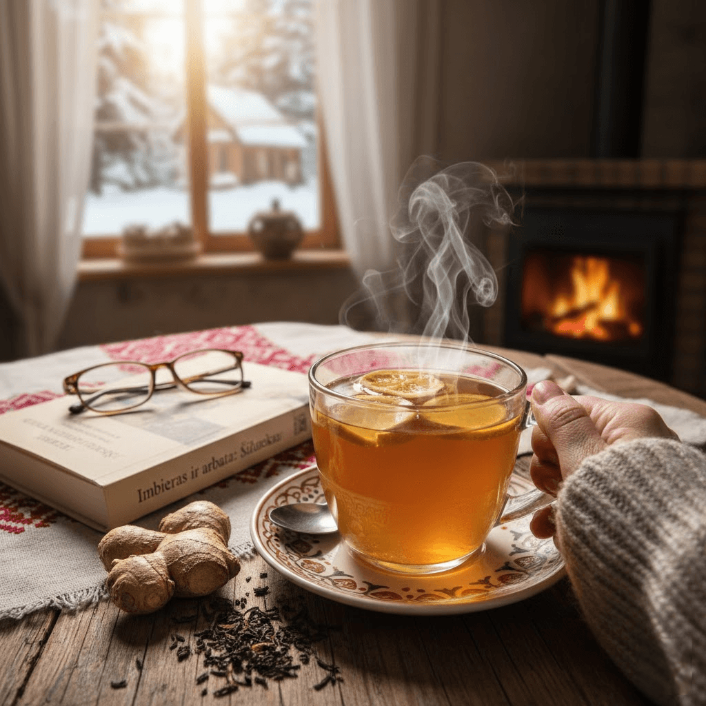 Imbieras su arbata: Ne tik šiluma, bet ir kasdienė sveikatos dozė puodelyje Imbieras su arbata: Ne tik šiluma, bet ir kasdienė sveikatos dozė puodelyje