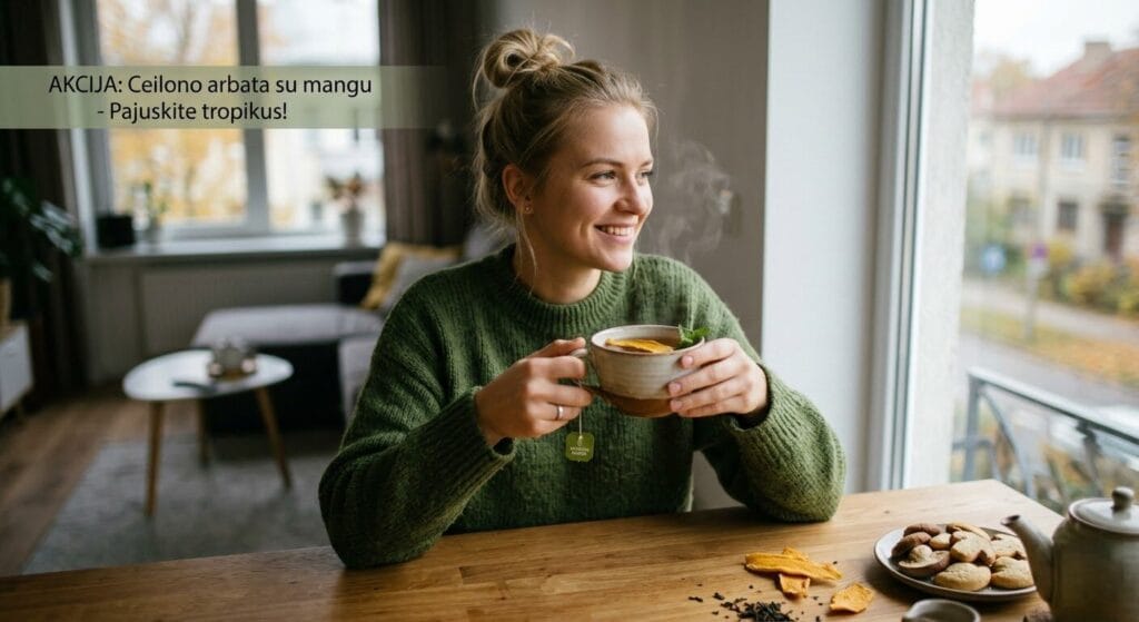 Ceilono arbata su mangu: Tropinis skonis jūsų puodelyje ir kodėl verta pasinaudoti akcija