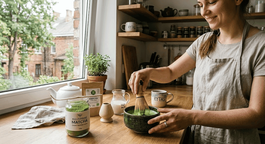 Kulinarinė Matcha: Žaliasis Japonijos Auksas Jūsų Virtuvėje Kulinarinė Matcha: Žaliasis Japonijos Auksas Jūsų Virtuvėje